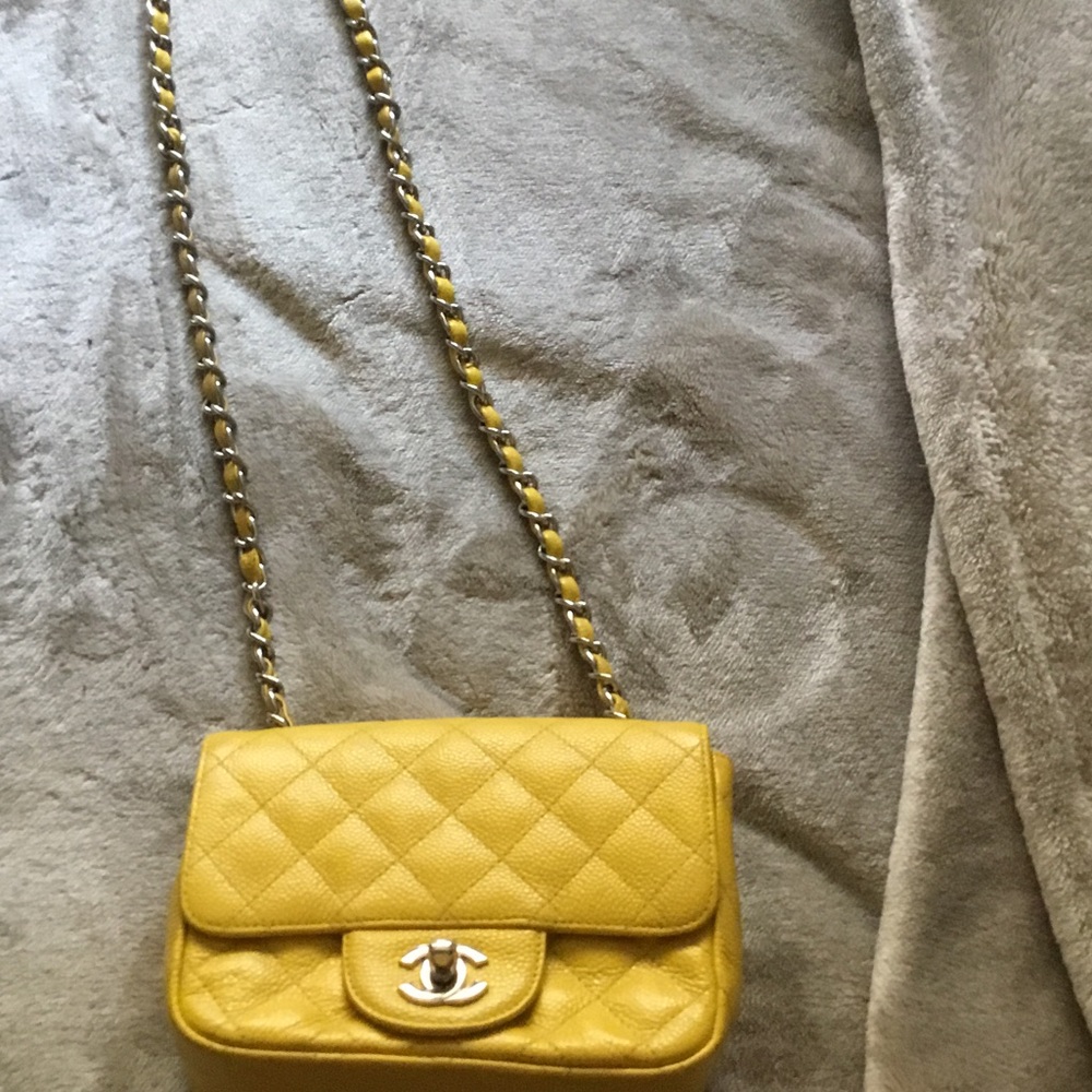 Yellow Quilted Leather Chain-Shoulder Bag